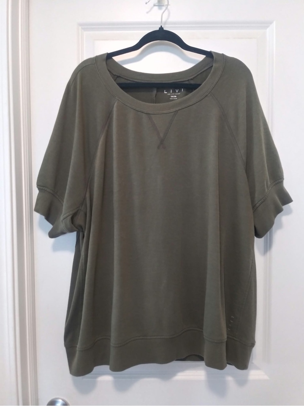 Lane Bryant Olive Green Short Sleeve Crewneck Sweatshirt